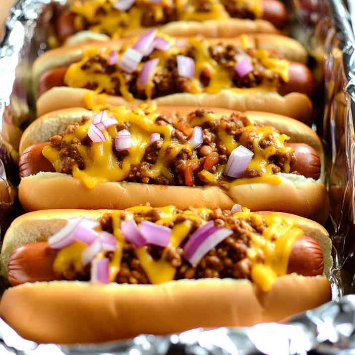 Oven Baked Chili Cheese Dogs