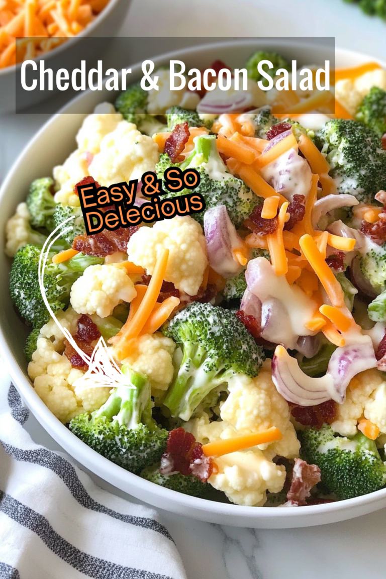 Cheddar & Bacon Broccoli Cauliflower Salad